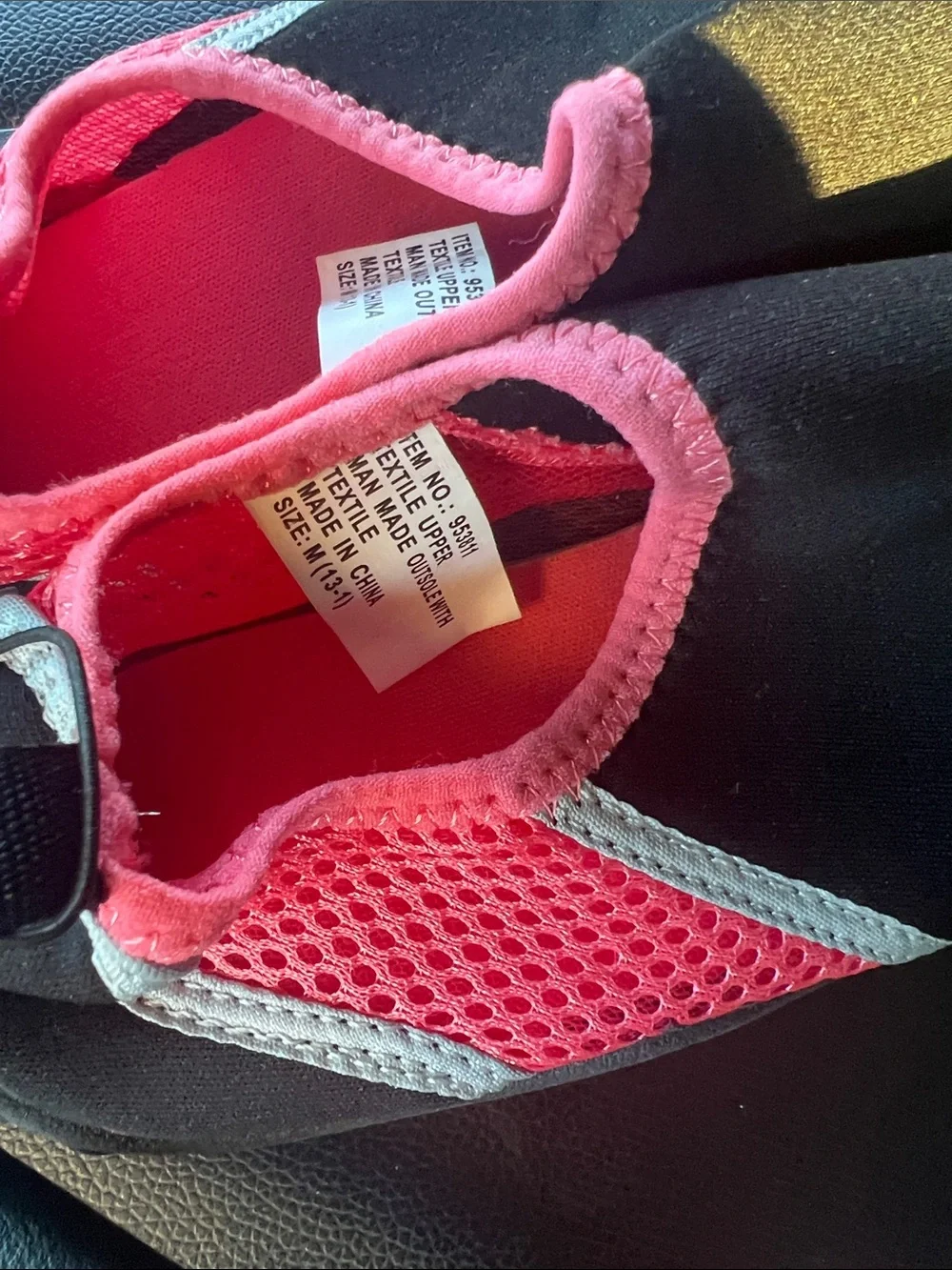 Kids Black and Pink Slip-On Water Shoes
